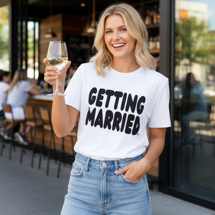 Getting Married Premium Unisex White T-Shirt