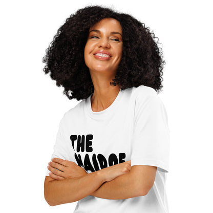 Woman wearing Maid of Honor Premium Unisex White T-shirt from the APWT Gift Shop Close Up