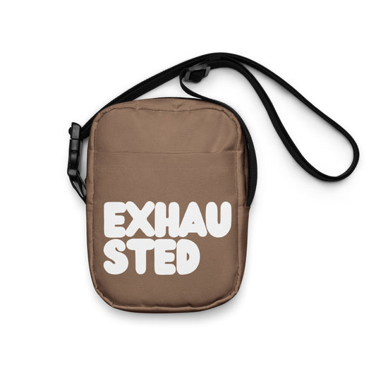 Exhausted in Brown and White Small Crossbody Bag - The APWT Gift Shop