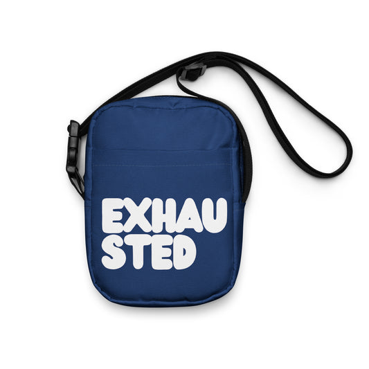 Exhausted in Blue and White Small Crossbody  - The APWT Gift Shop