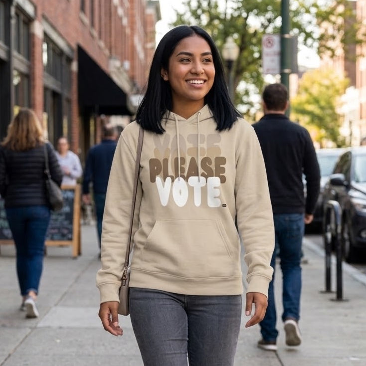 Please Vote in Brown Premium Unisex Hoodie -  Available in Assorted Colors