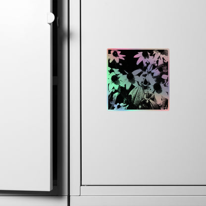 Coneflowers in Black and White Holographic Vinyl Sticker