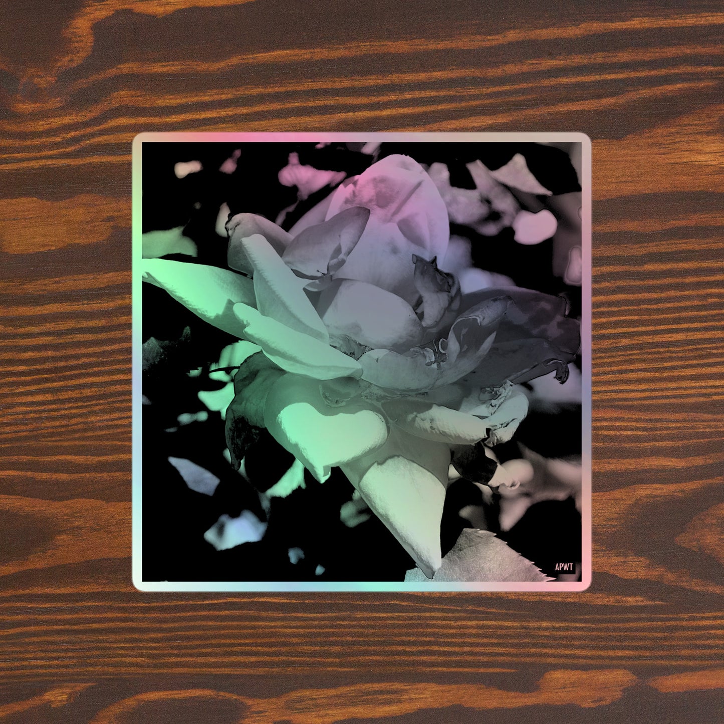 Pink Rose Holographic Vinyl Sticker