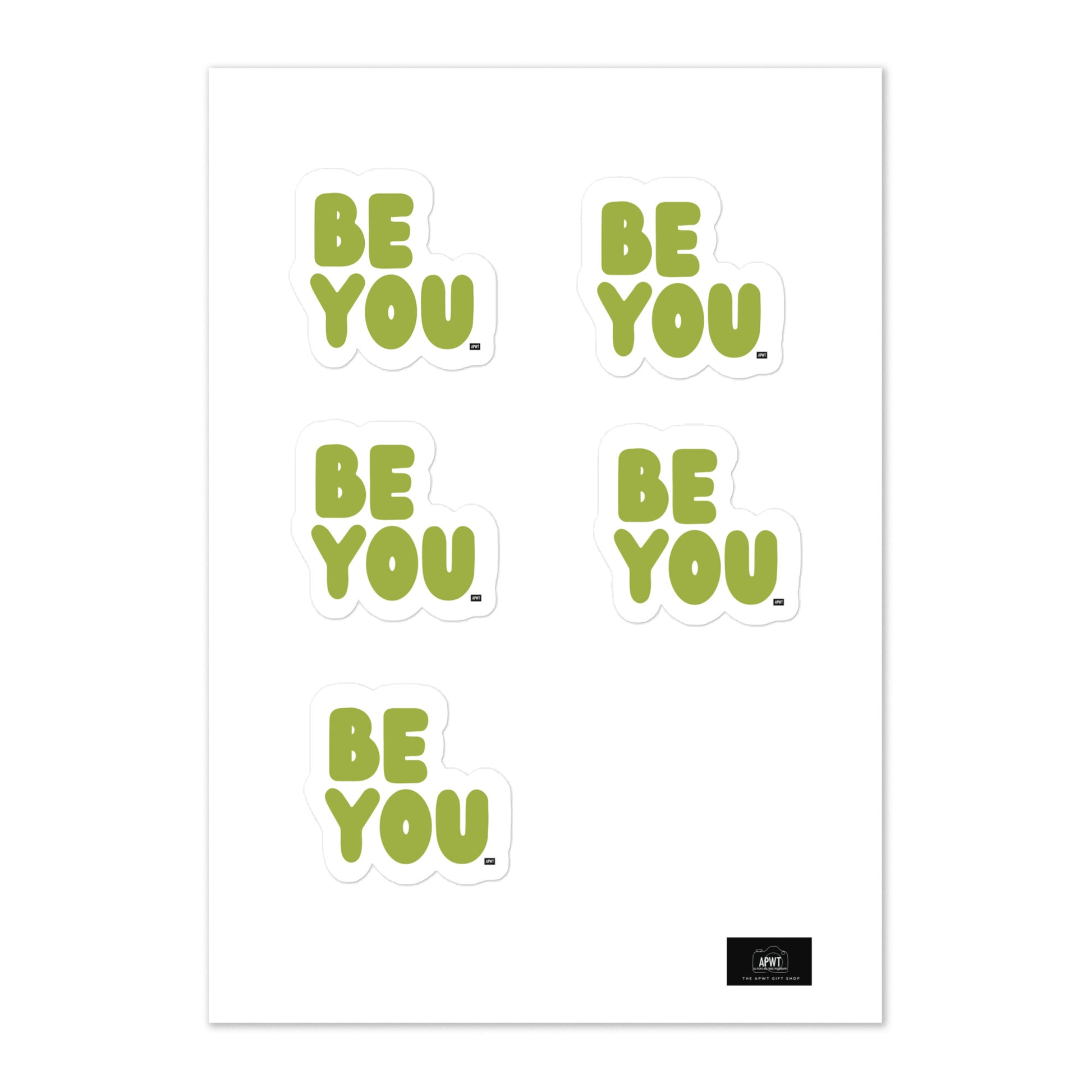 Be You in Lime Green Small Kiss-Cut Stickers - The APWT Gift Shop