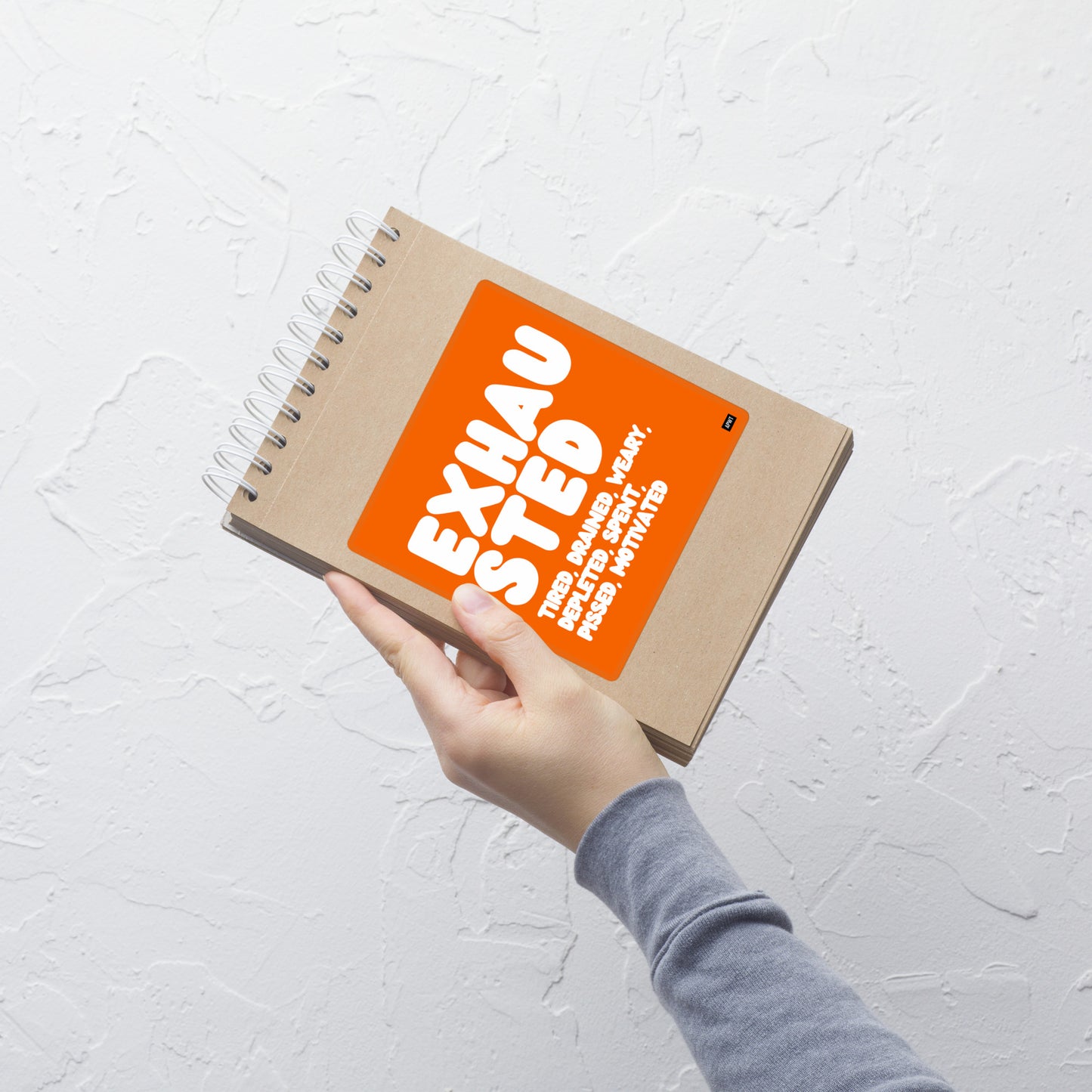 Exhausted in Orange and White Vinyl Sticker
