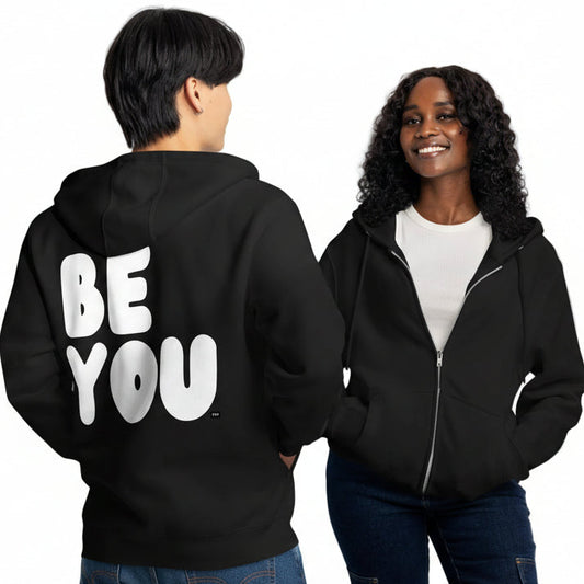 Be You in Black and White Premium Unisex Zip-Up Hoodie