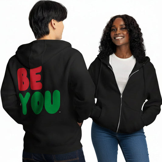 Be You in Black Premium Unisex Zip-Up Hoodie - The APWT Gift Shop