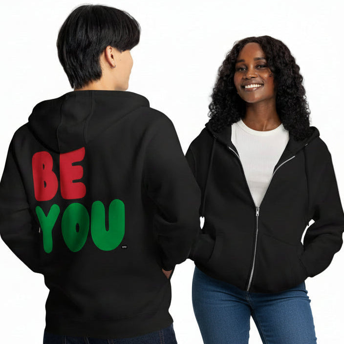 Be You in Black Premium Unisex Zip-Up Hoodie - The APWT Gift Shop