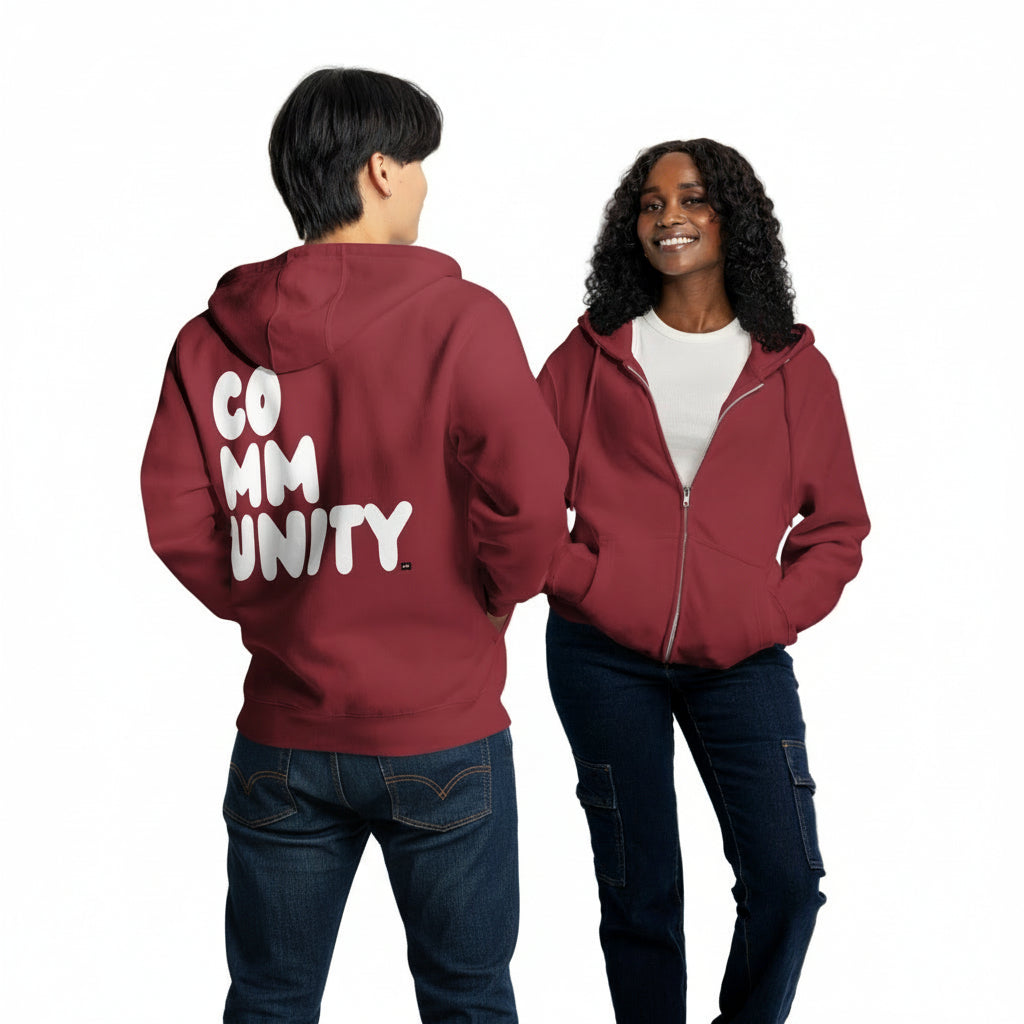 The Community in Burgundy Premium Unisex Zip-Up Hoodie - The APWT Gift Shop