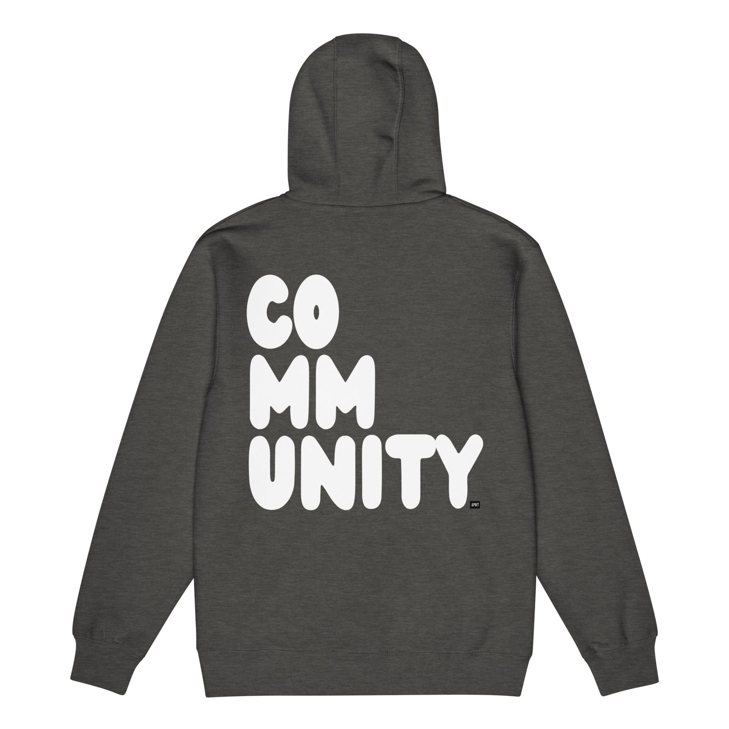 Community in Charcoal Grey and White Premium Unisex Zip-UP Hoodie - The APWT Gift Shop