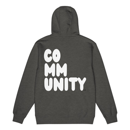 Community in Charcoal Grey and White Premium Unisex Zip-UP Hoodie - The APWT Gift Shop