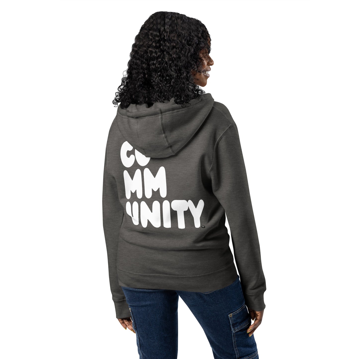 Community in Charcoal Grey and White Premium Unisex Zip-UP Hoodie - The APWT Gift Shop