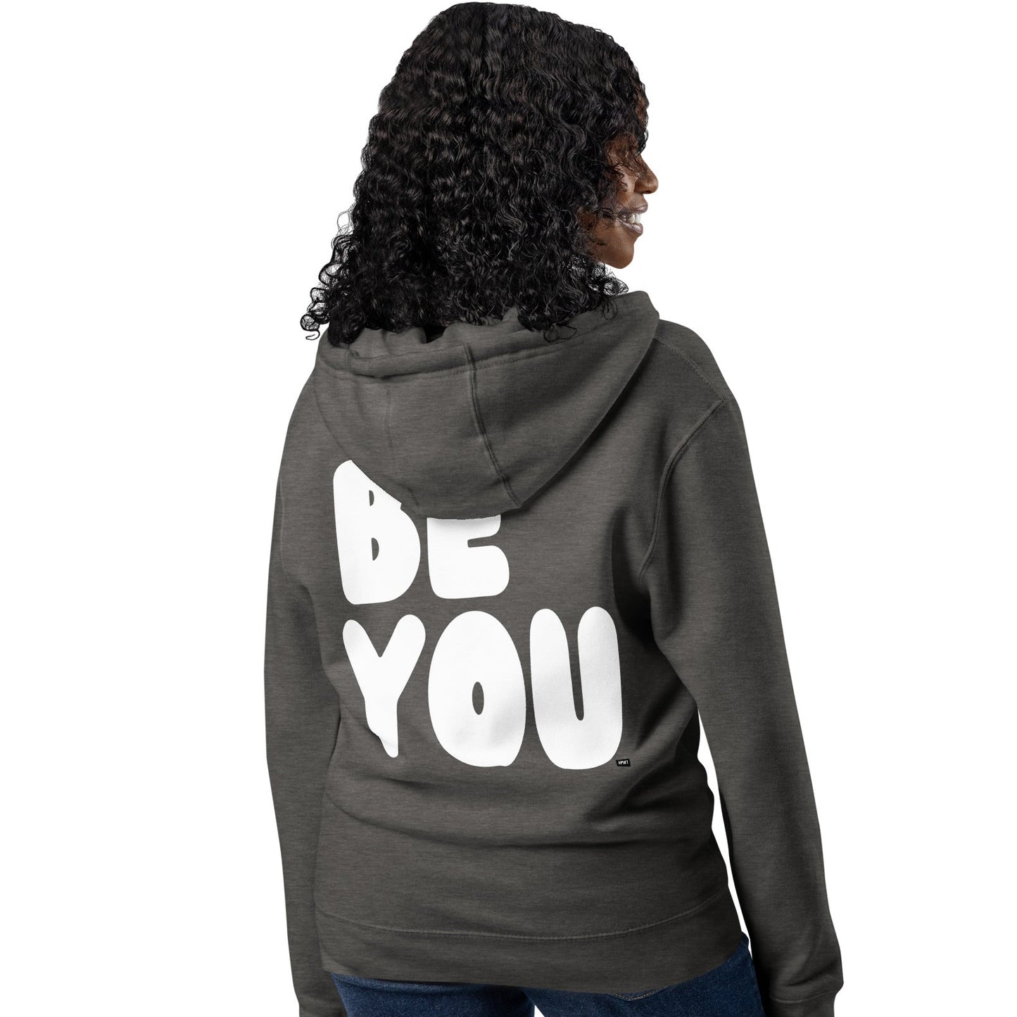Be You in Charcoal and White Premium Unisex Zip-Up Hoodie - The APWT Gift Shop