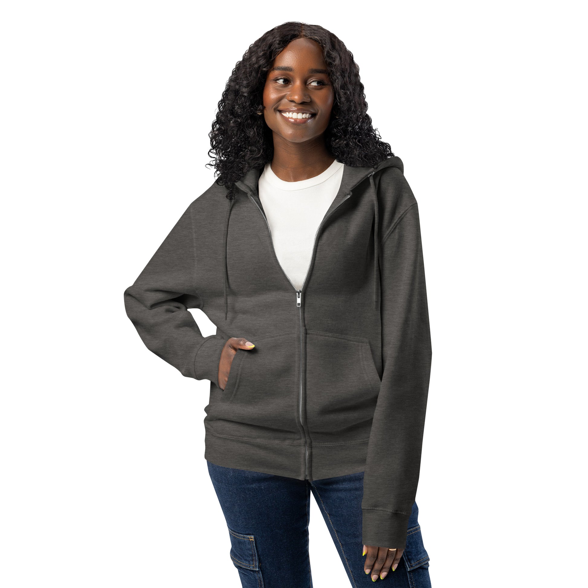 Community in Charcoal Grey and White Premium Unisex Zip-UP Hoodie - The APWT Gift Shop