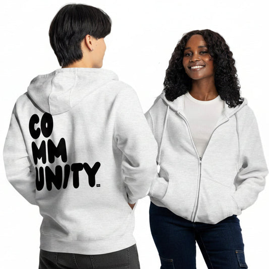Community in Grey and Black Premium Unisex Zip-Up Hoodie - The APWT Gift Shop
