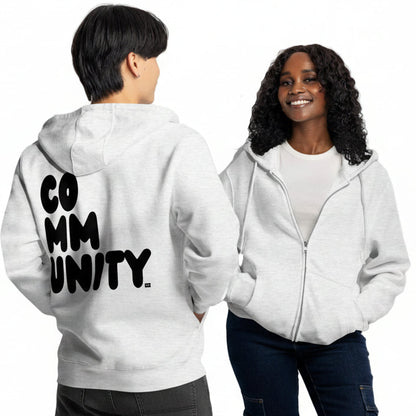Community in Grey and Black Premium Unisex Zip-Up Hoodie - The APWT Gift Shop