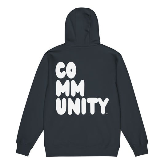 Community in Blue and White Premium Unisex Zip-Up Hoodie - The APWT Gift Shop