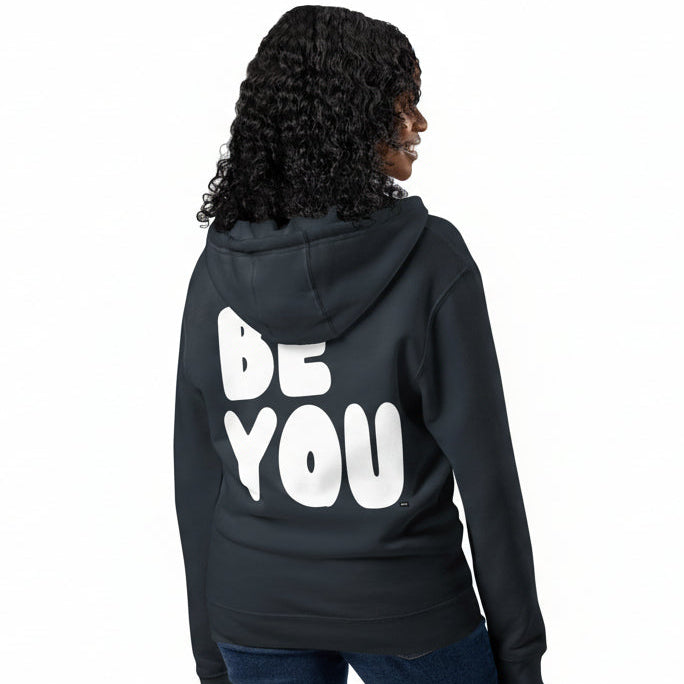 Be You in Blue and White Premium Unisex Zip-Up Hoodie - The APWT Gift Shop