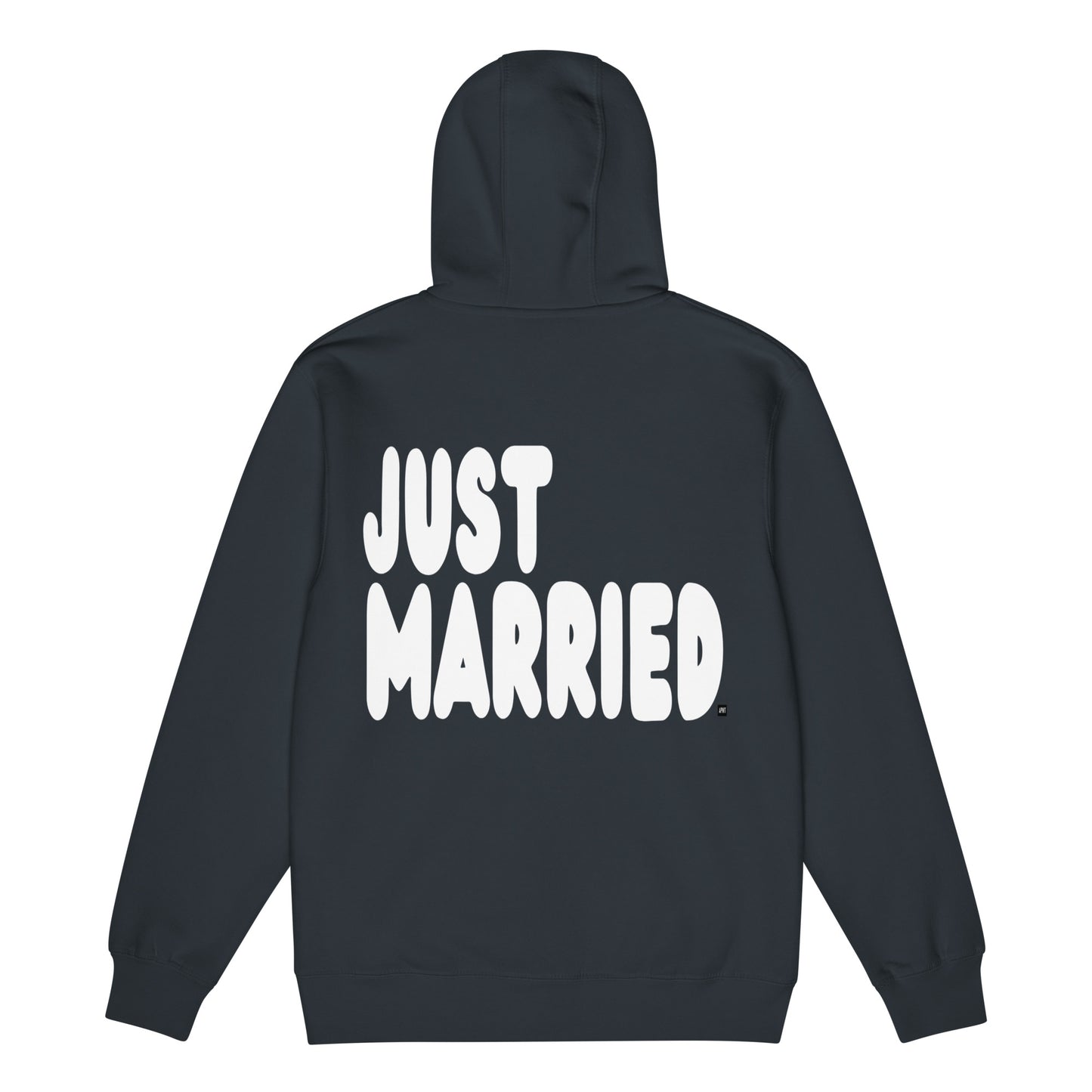 Just Married Premium Unisex Zip-Up Hoodie in Navy Blue