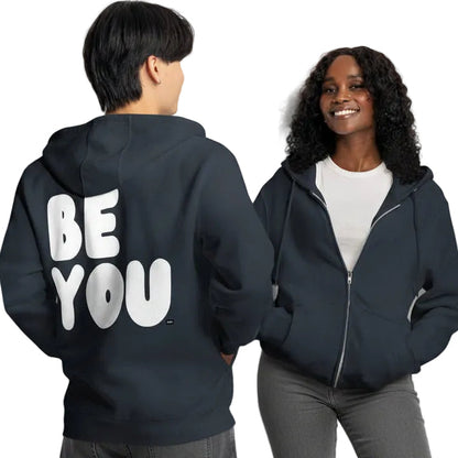 Be You in Blue and White Premium Unisex Zip-Up Hoodie - The APWT Gift Shop