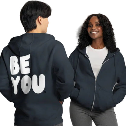 Be You in Blue and White Premium Unisex Zip-Up Hoodie - The APWT Gift Shop