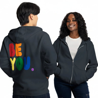 Rainbow Be You Premium Unisex Zip-Up Hoodie - The APWT Gift Shop