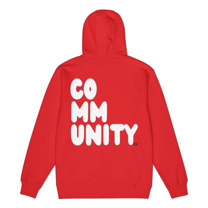 Community in Red and White Premium Unisex Zip-Up Hoodie - The APWT Gift Shop