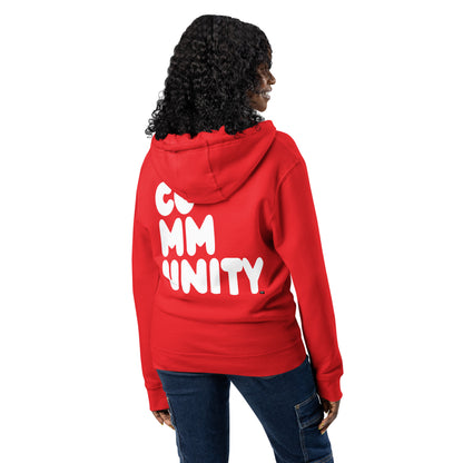 Community in Red and White Premium Unisex Zip-Up Hoodie - The APWT Gift Shop