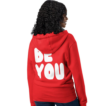 Be You in Red and White Premium Unisex Zip-Up Hoodie - The APWT Gift Shop
