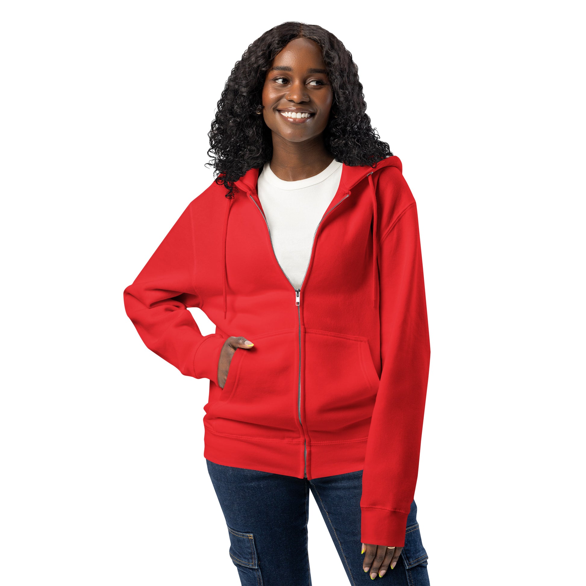 Community in Red and White Premium Unisex Zip-Up Hoodie - The APWT Gift Shop