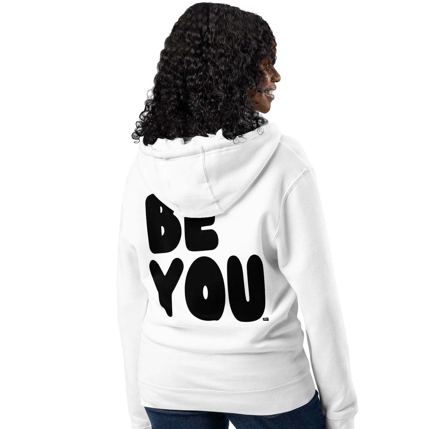 Be You in Black and White Premium Unisex White Zip-Up Hoodie - The APWT Gift Shop