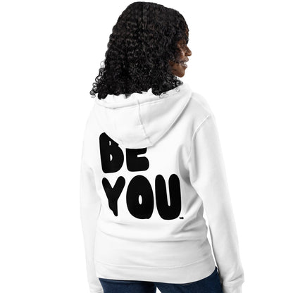 Be You in Black and White Premium Unisex White Zip-Up Hoodie - The APWT Gift Shop