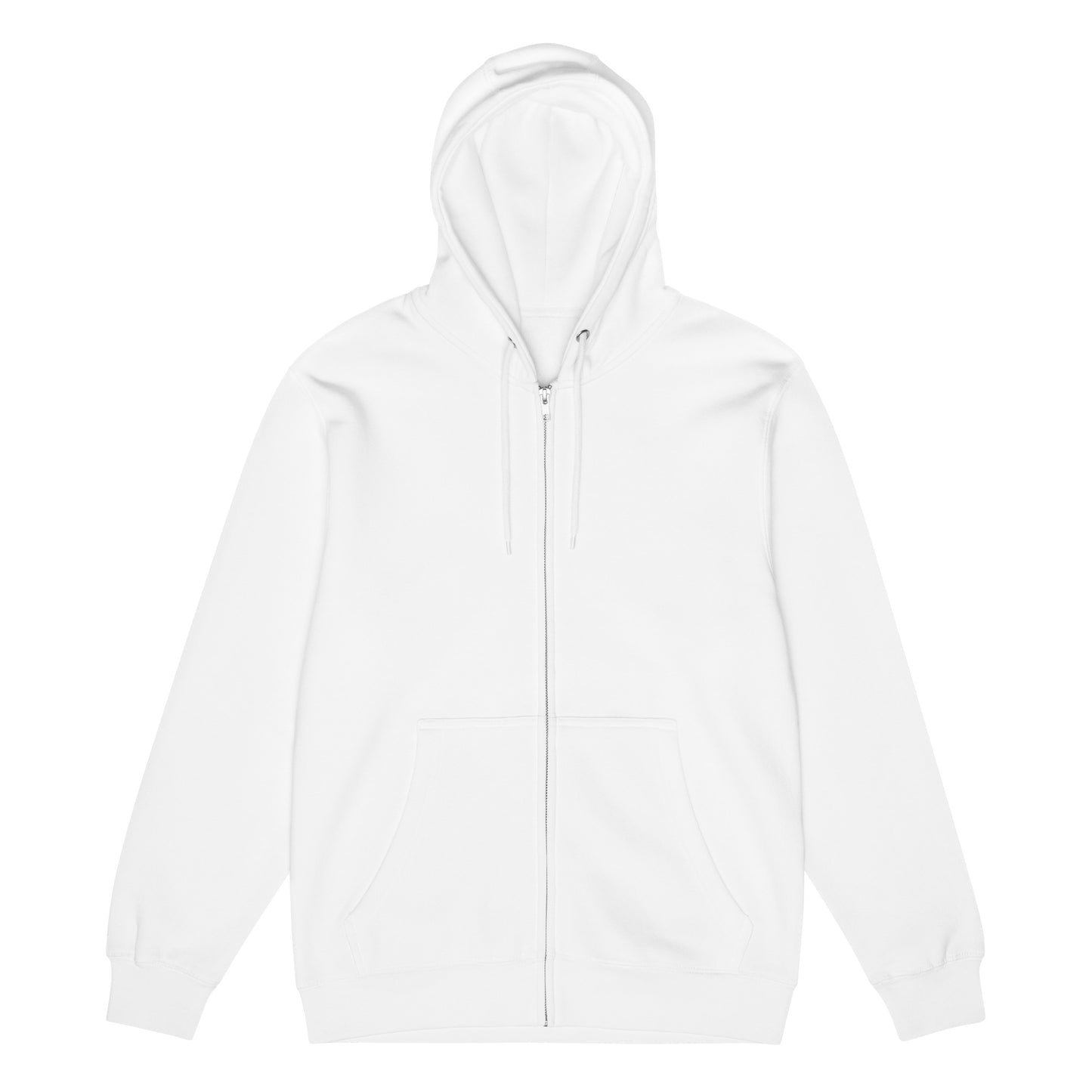 The front of The Bride's Hoodie Premium Unisex Zip-Up White Hoodie