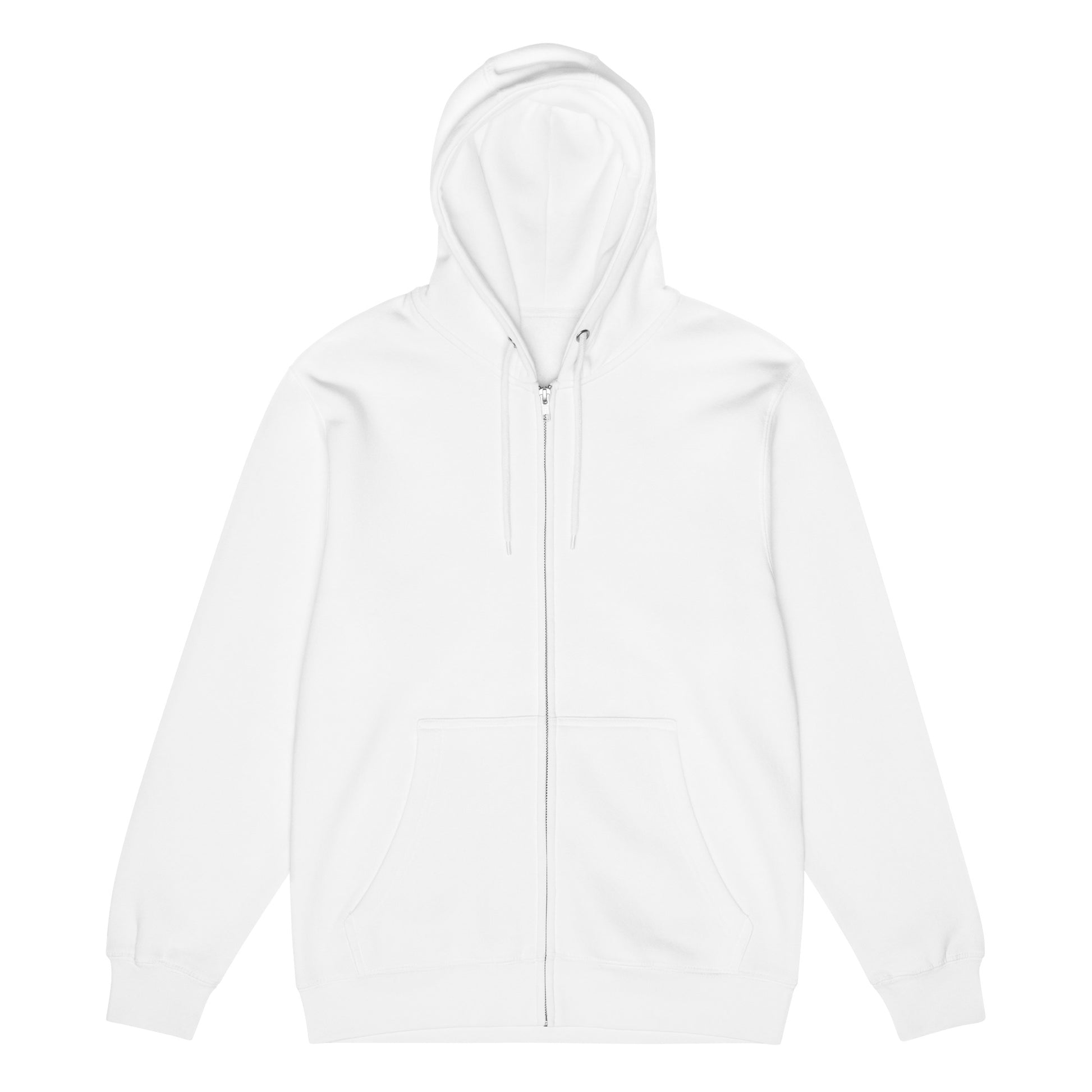The front of The Bride's Hoodie Premium Unisex Zip-Up White Hoodie