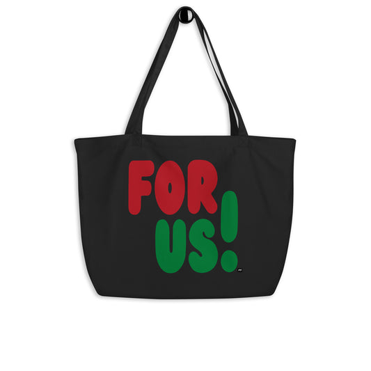For Us in Red, Black, and Green Jumbo Black Tote Bag - The APWT Gift Shop