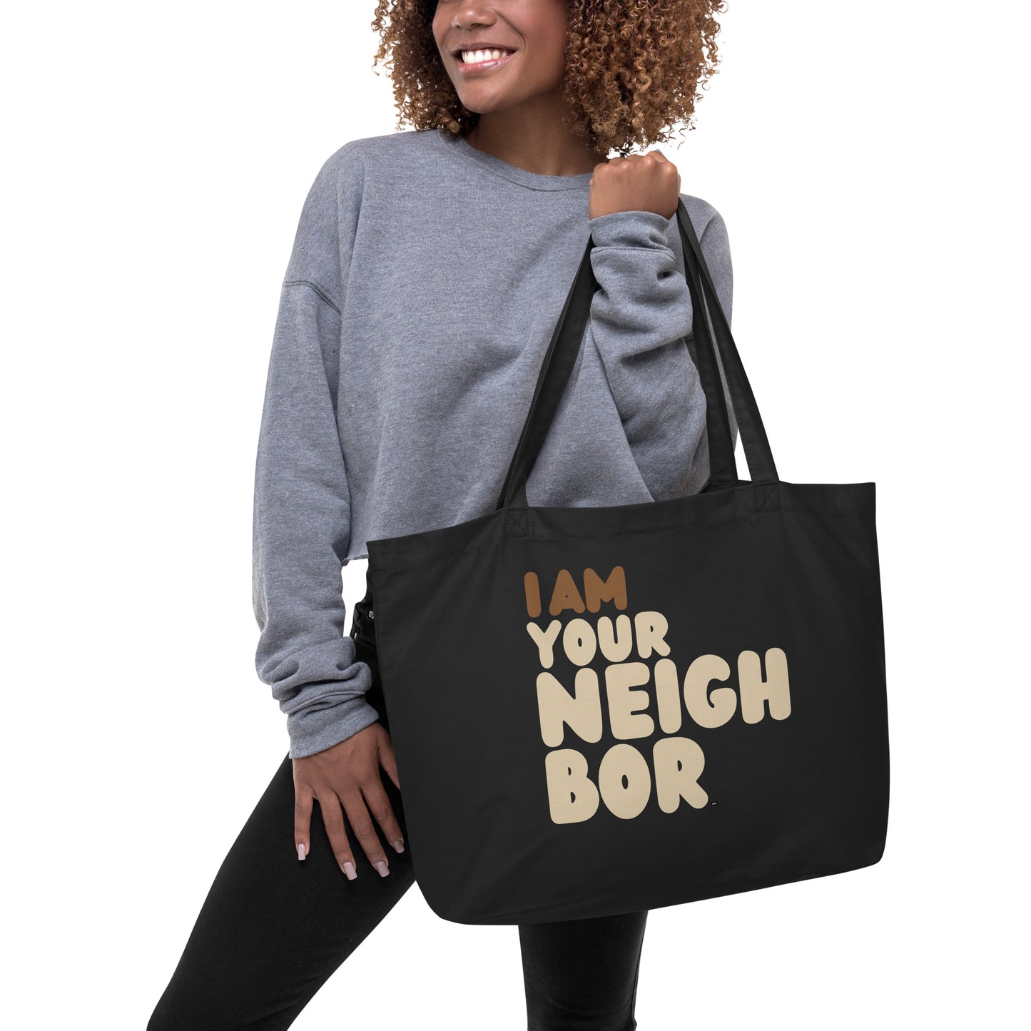 I Am Your Neighbor Jumbo Black Tote Bag - The APWT Gift Shop