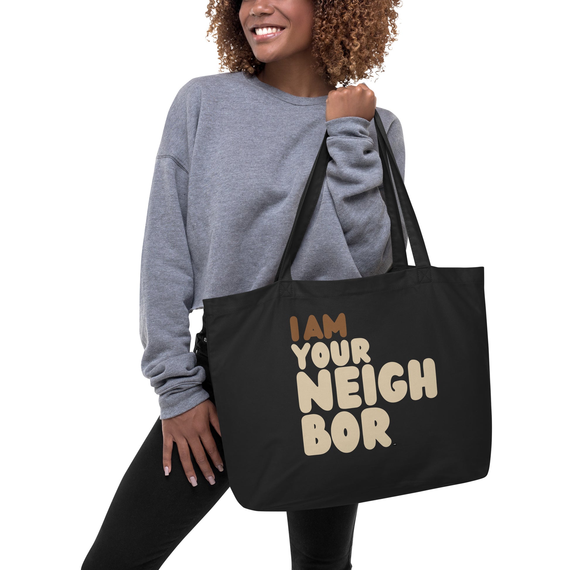 I Am Your Neighbor Jumbo Black Tote Bag - The APWT Gift Shop