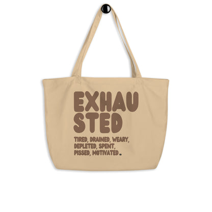 Exhausted in Brown Jumbo Tote Bag - The APWT Gift Shop