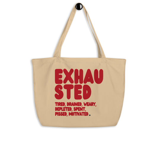 Exhausted in Red Jumbo Tote Bag - The APWT Gift shop