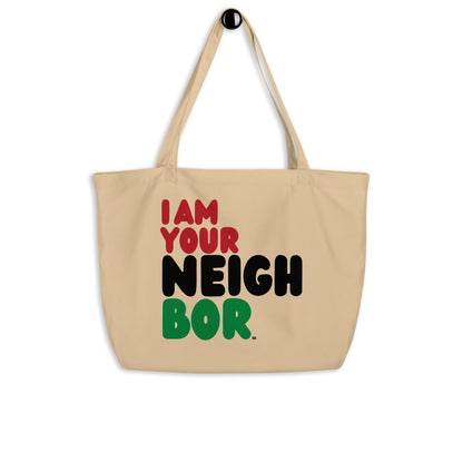 I Am Your Neighbor in Black Jumbo Tote Bag - The APWT Gift Shop