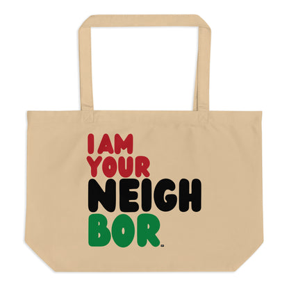 I Am Your Neighbor in Black Jumbo Tote Bag - The APWT Gift Shop