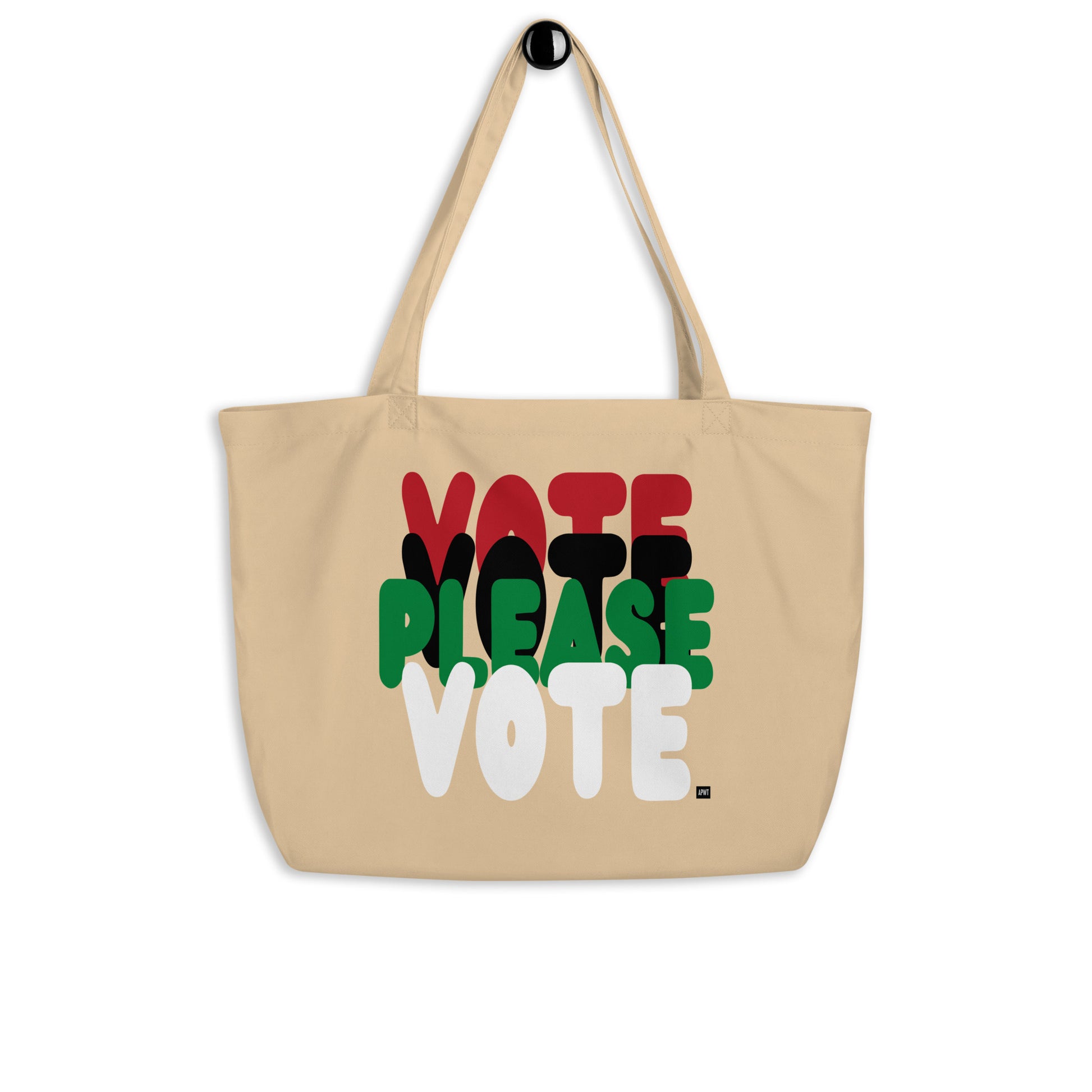 Please Vote in Black Jumbo Tote Bag - The APWT Gift Shop