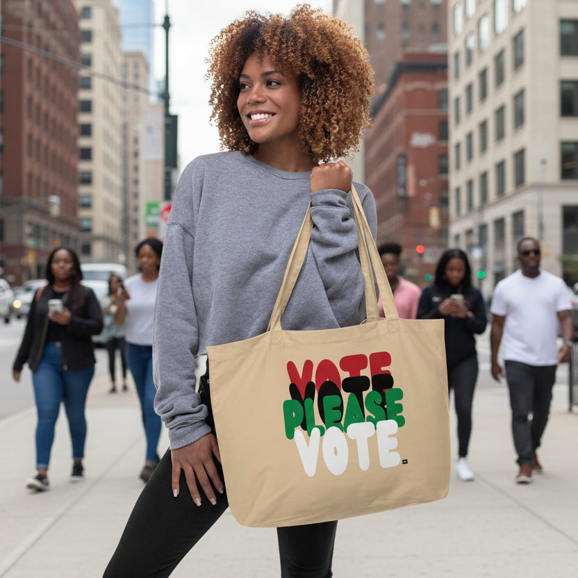 Please Vote in Black Jumbo Tote Bag - The APWT Gift Shop