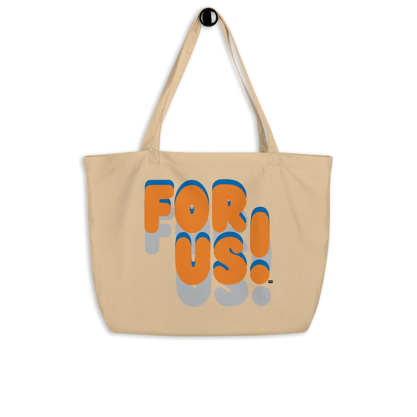 The APWT Gift Shop's For Us in Blue and Orange Jumbo Tote Bag in Natural
