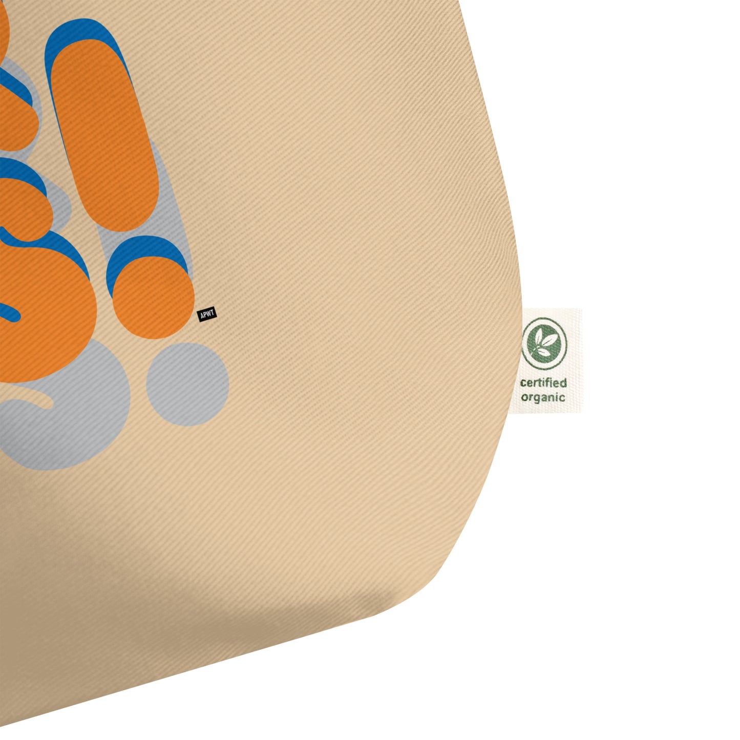 The APWT Gift Shop's For Us in Blue and Orange Jumbo Tote Bag in Natural - View of Tag