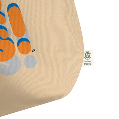 The APWT Gift Shop's For Us in Blue and Orange Jumbo Tote Bag in Natural - View of Tag