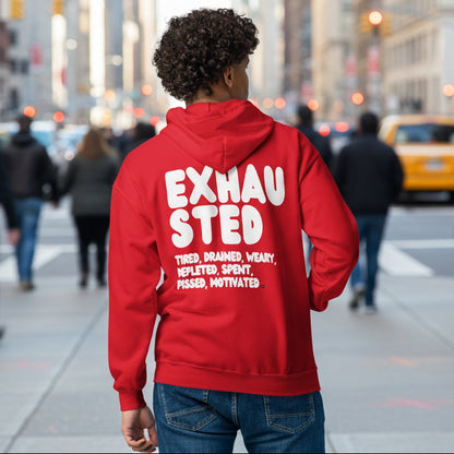 Exhausted in Red Unisex Zip-Up Hoodie