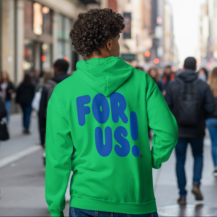 For Us in Green and Blue Unisex Zip-Up Hoodie
