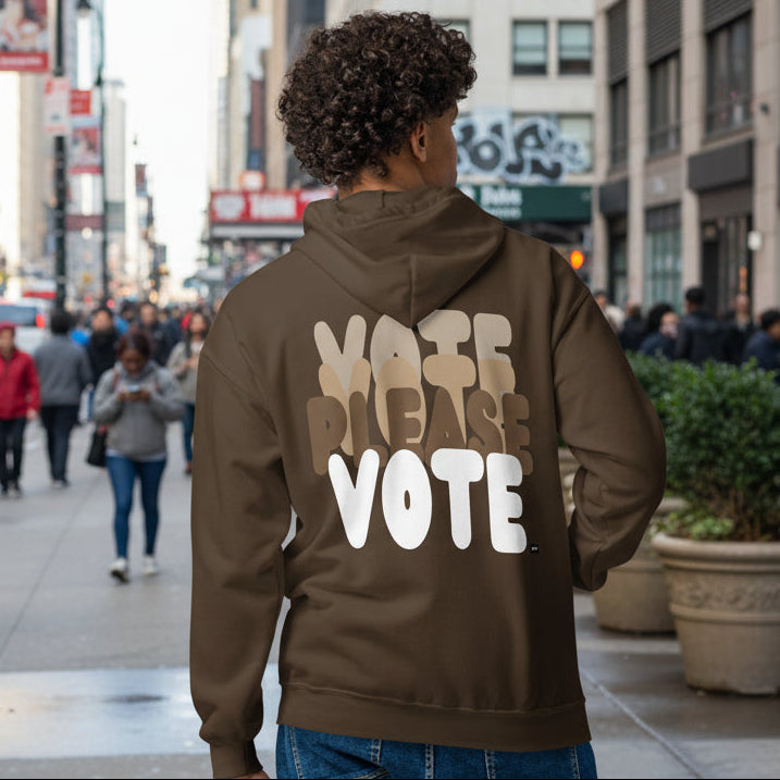 Please Vote in Brown Love Unisex Zip-Up Hoodie