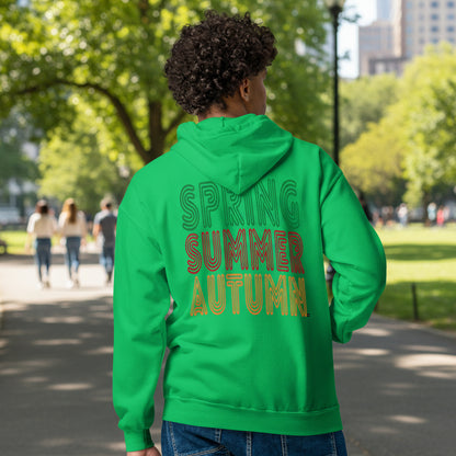 man wearing The Spring into Summer Unisex Zip-Up Hoodie in Green from the APWT Gift Shop